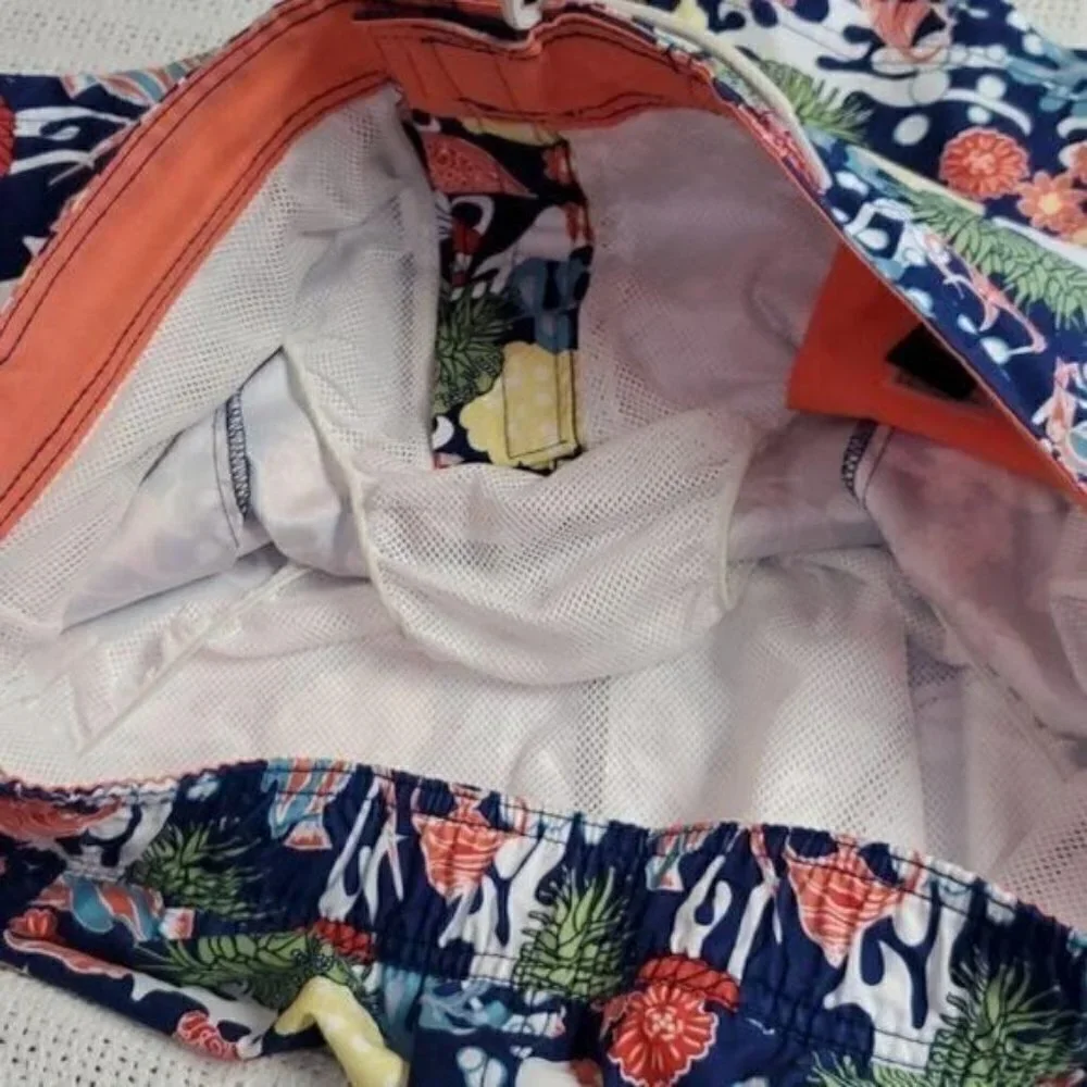 Nautica Graphic Aquatic Design Cinched‎ Pocketed Sz. XL Board Shorts